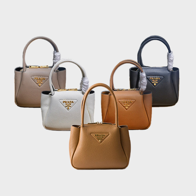prada mini grained leather handbag with double shoulder straps #1ba362
